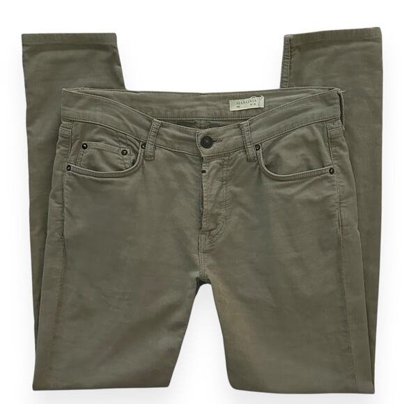 ALLSAINTS Button Fly Corduroy Pants REWORKED Trousers Beige Tan Slim Flat Front - Picture 3 of 11